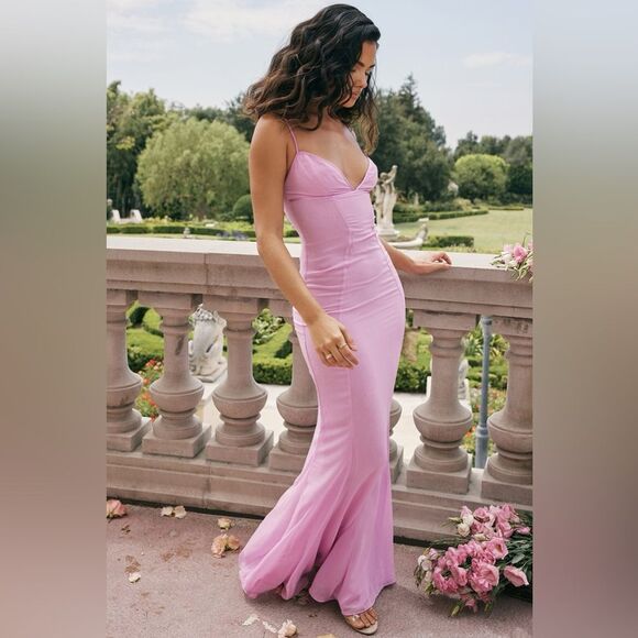 House of CB Mermaid Maxi Dress M Plus Cup - Pink - Picture 2 of 10